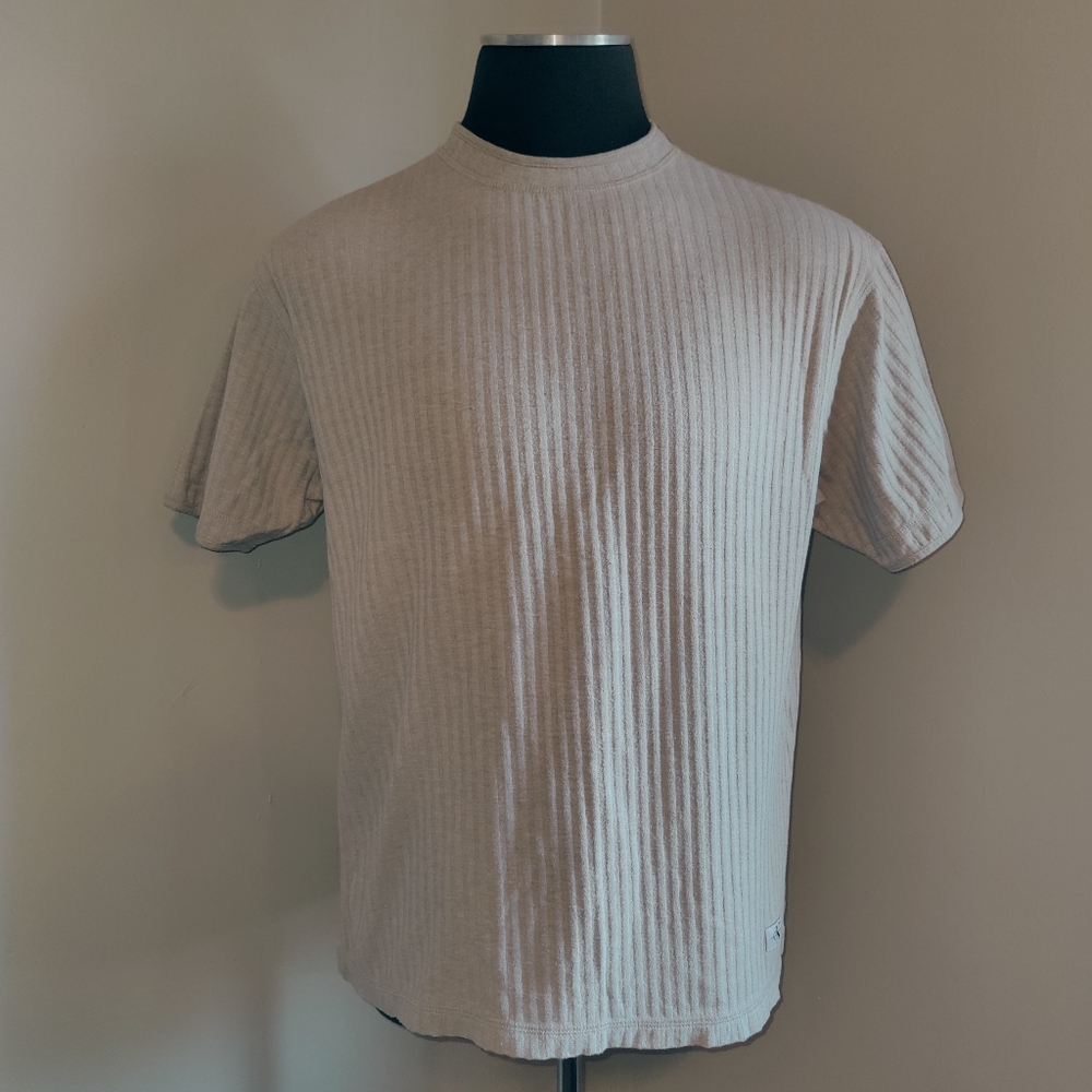 CALVIN KLEIN JEANS Cream Ribbed Short Sleeve Shirt